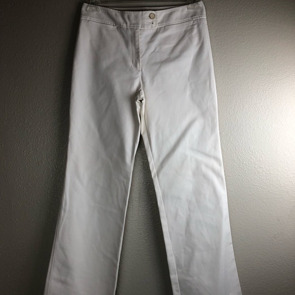 Ann Taylor White Cotton Flare Trousers 6 - Picture 2 of 8